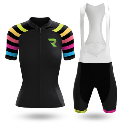 Colorful Black Women's Short Sleeve Cycling Kit