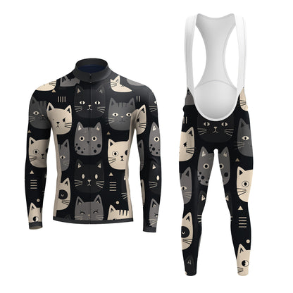 Happy Emoticon Cat Men's Long Sleeve Cycling Kit