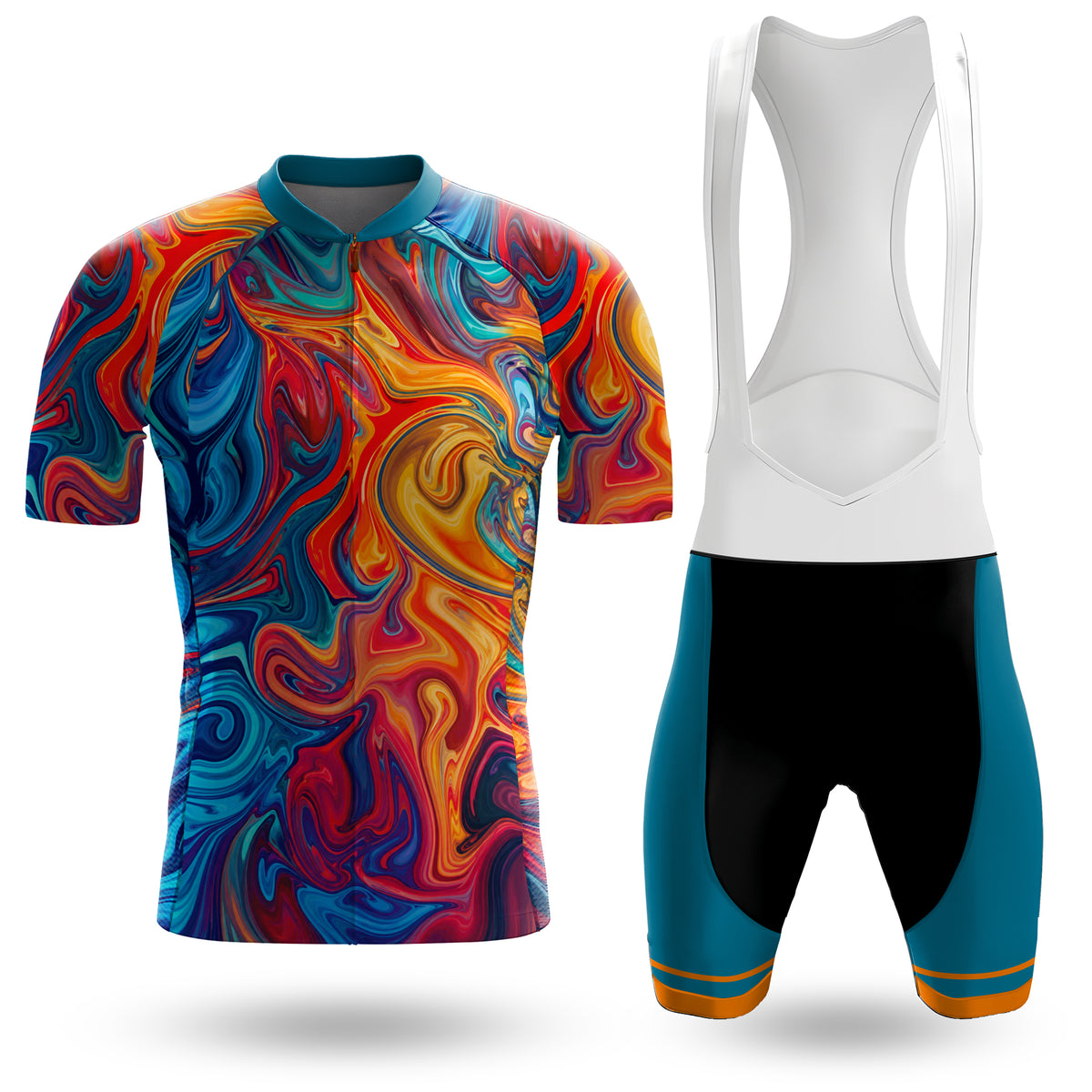 Ensemble de cyclisme marbre liquide pour homme à manches courtes