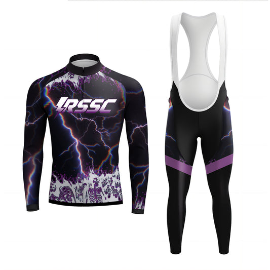 Psychedelic Bolt Skeleton Rider Men's Long Sleeve Cycling Kit