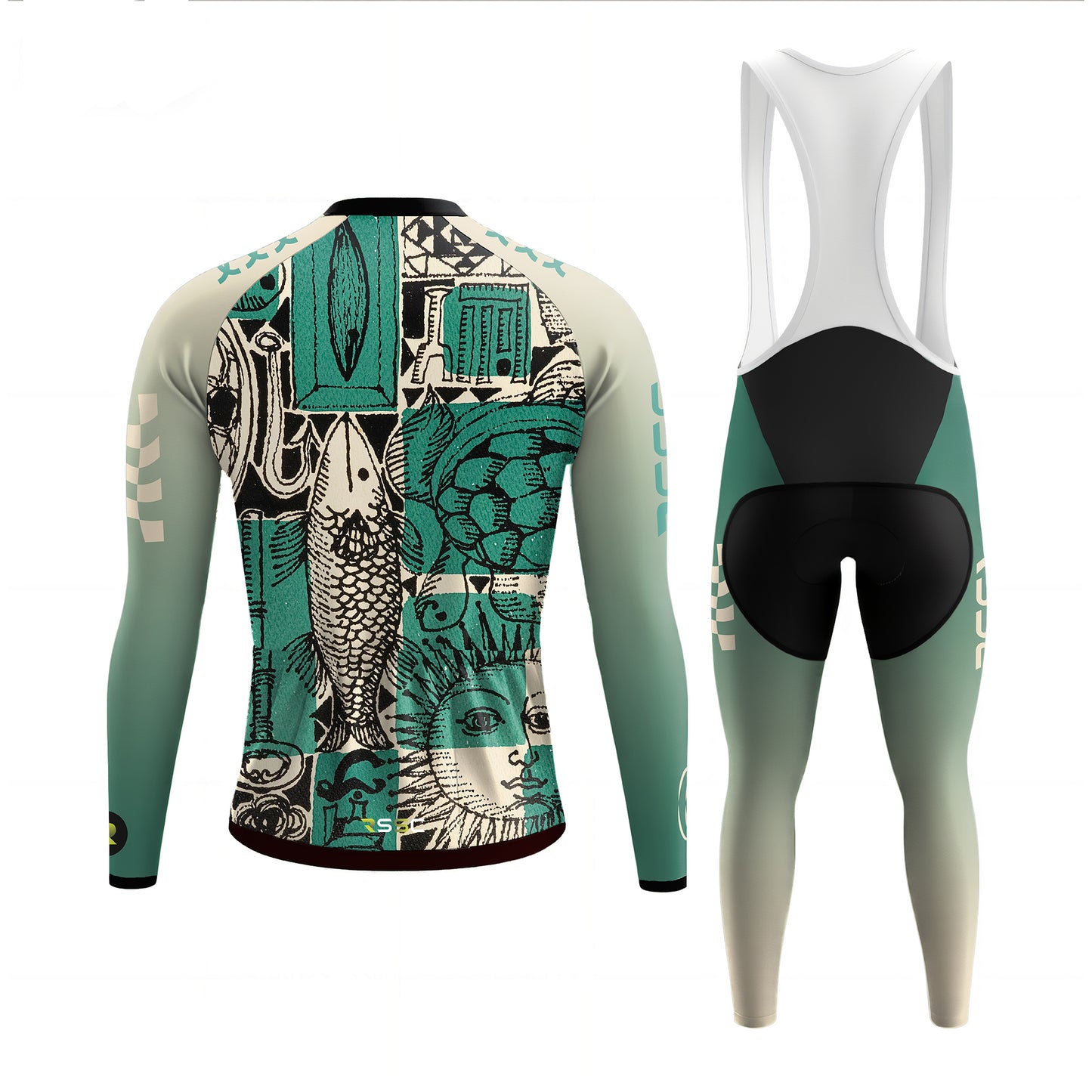 Celadon Sun-Fish Vintage Men's Long Sleeve Cycling Kit