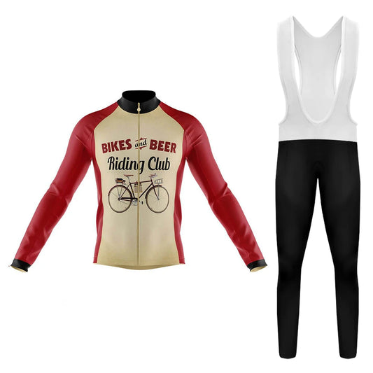 Retro Beer Riding Club Vintage Langarm-Fahrradset für Herren