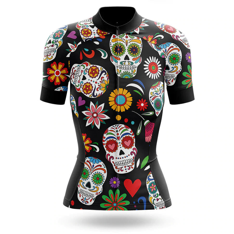 Colorful Sugar Skulls Women's Short Sleeve Cycling Kit