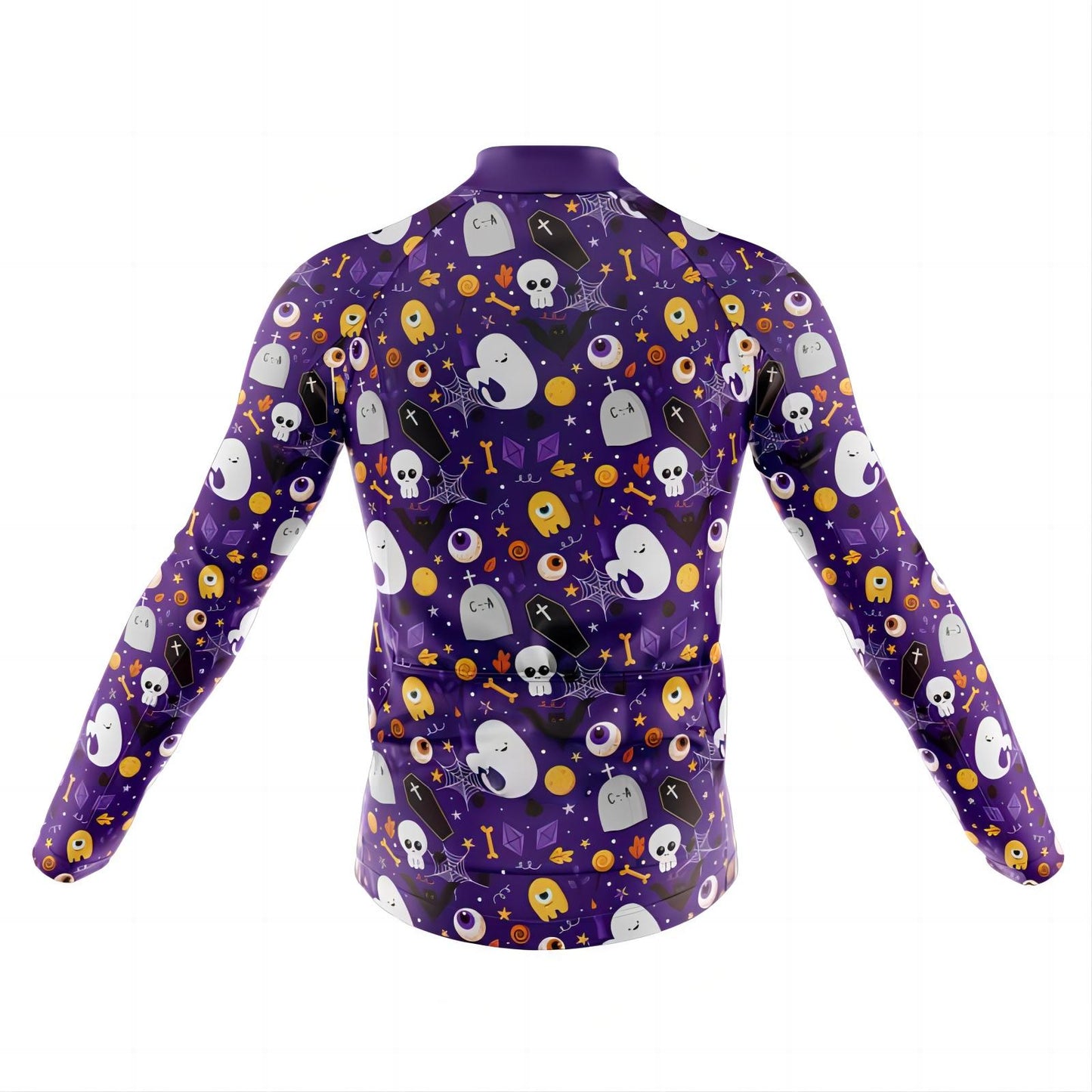 Maillot de cyclisme à manches longues pour homme Halloween Ghost Bones