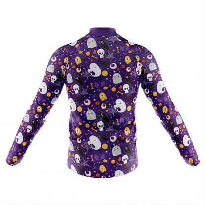 Halloween Ghost Bones Men's Long Sleeve Cycling Jersey