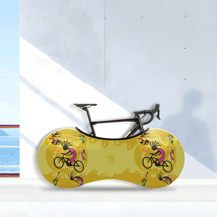 Yellow Kokopelli Bicycle Wheels Cover