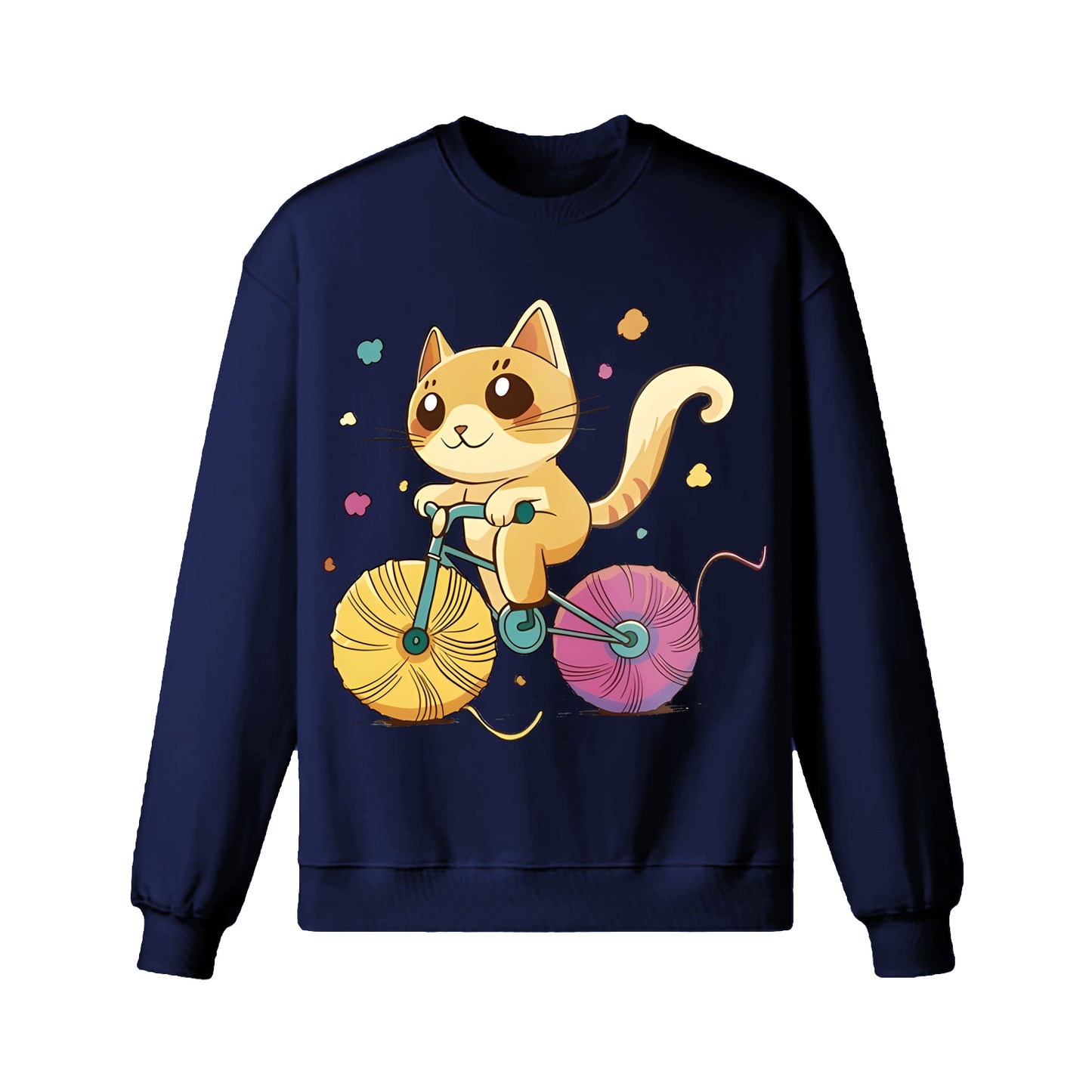 A Cartoon Cat Riding A Bicycle Sweatshirt