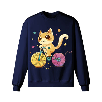 A Cartoon Cat Riding A Bicycle Sweatshirt
