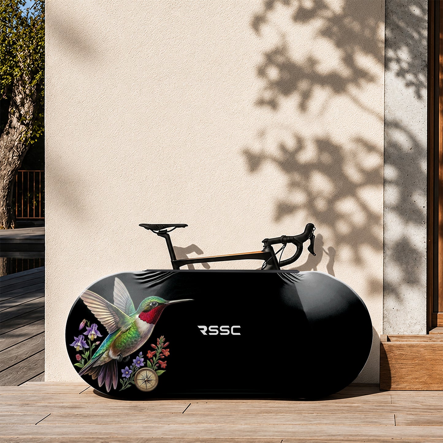 Hummingbird Among Flowers Bicycle Wheels Cover