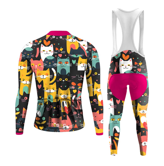 Men's Long Sleeve Cycling Jersey Loving Kitten | RSSC Premium Cycling Kit Back View