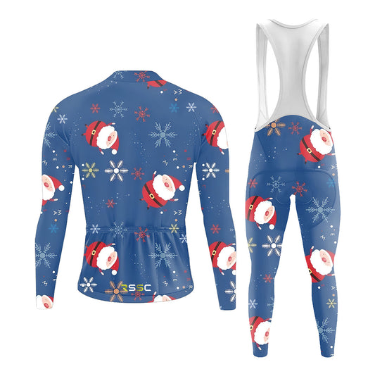 Men's Long Sleeve Cycling Jersey Christmas Cartoon Pictures | RSSC Premium Cycling Kit Back View