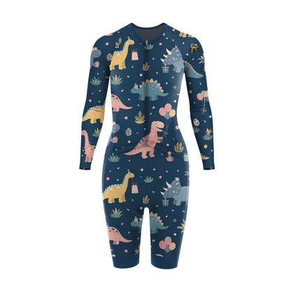 Dinosaur Pattern Women's Long Sleeve Triathlon Suit