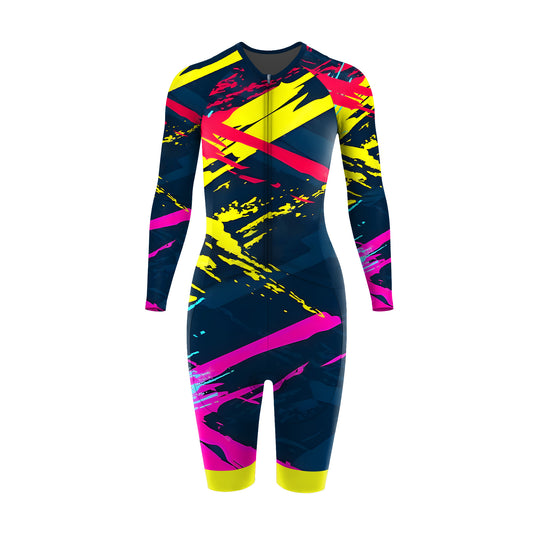 Colorful Abstract Movement Women's Long Sleeve Triathlon Suit