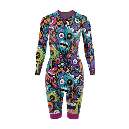 Alien Creatures Multicolor Women's Long Sleeve Triathlon Suit