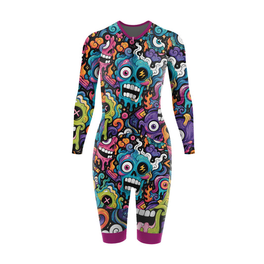 Alien Creatures Multicolor Women's Long Sleeve Triathlon Suit