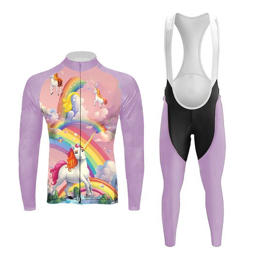 Men's Long Sleeve Cycling Jersey Happy Unicorns | RSSC Premium Cycling Kit with Moisture Wicking Fabric