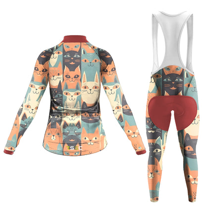 Emoticon Cat Women's Long Sleeve Cycling Kit