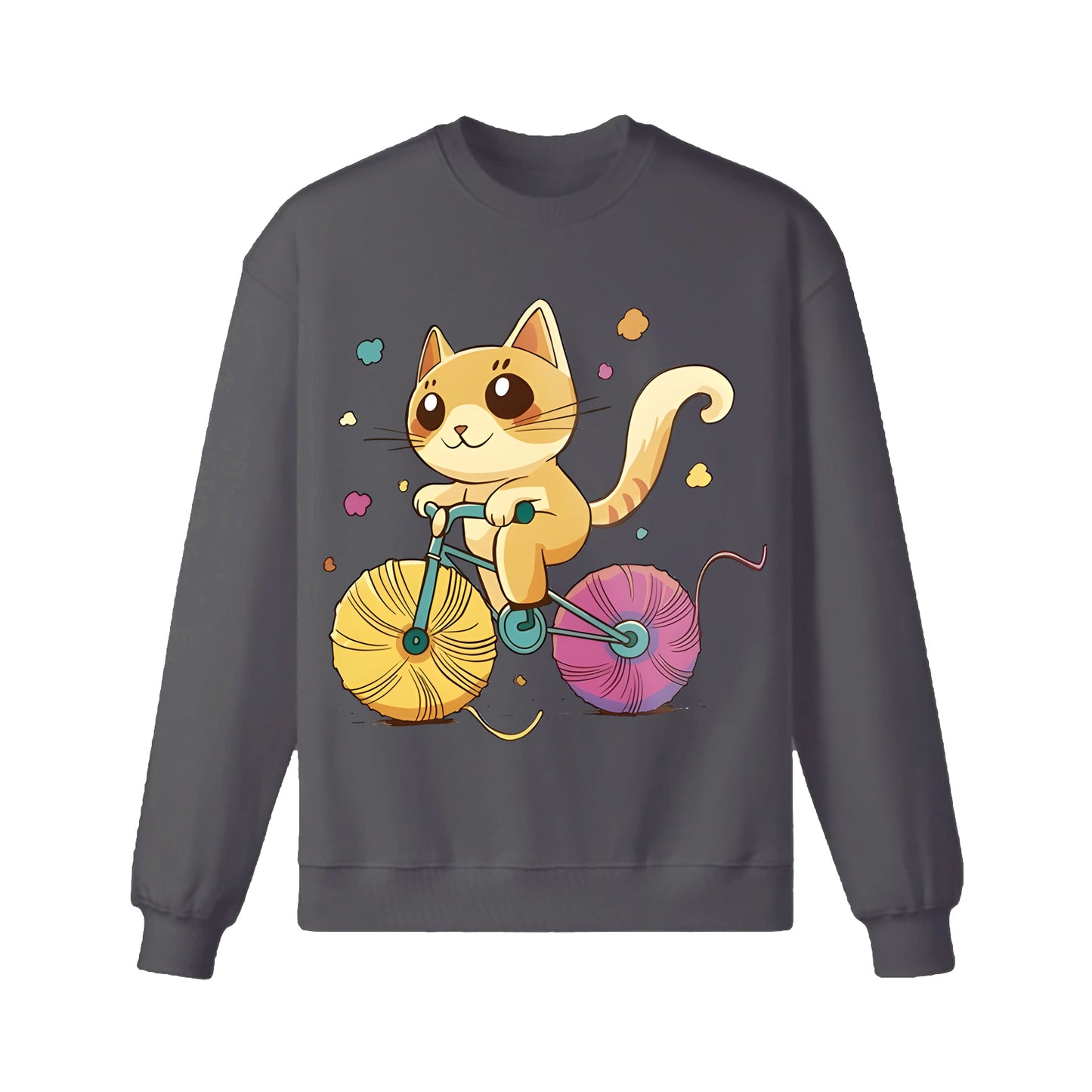 A Cartoon Cat Riding A Bicycle Sweatshirt