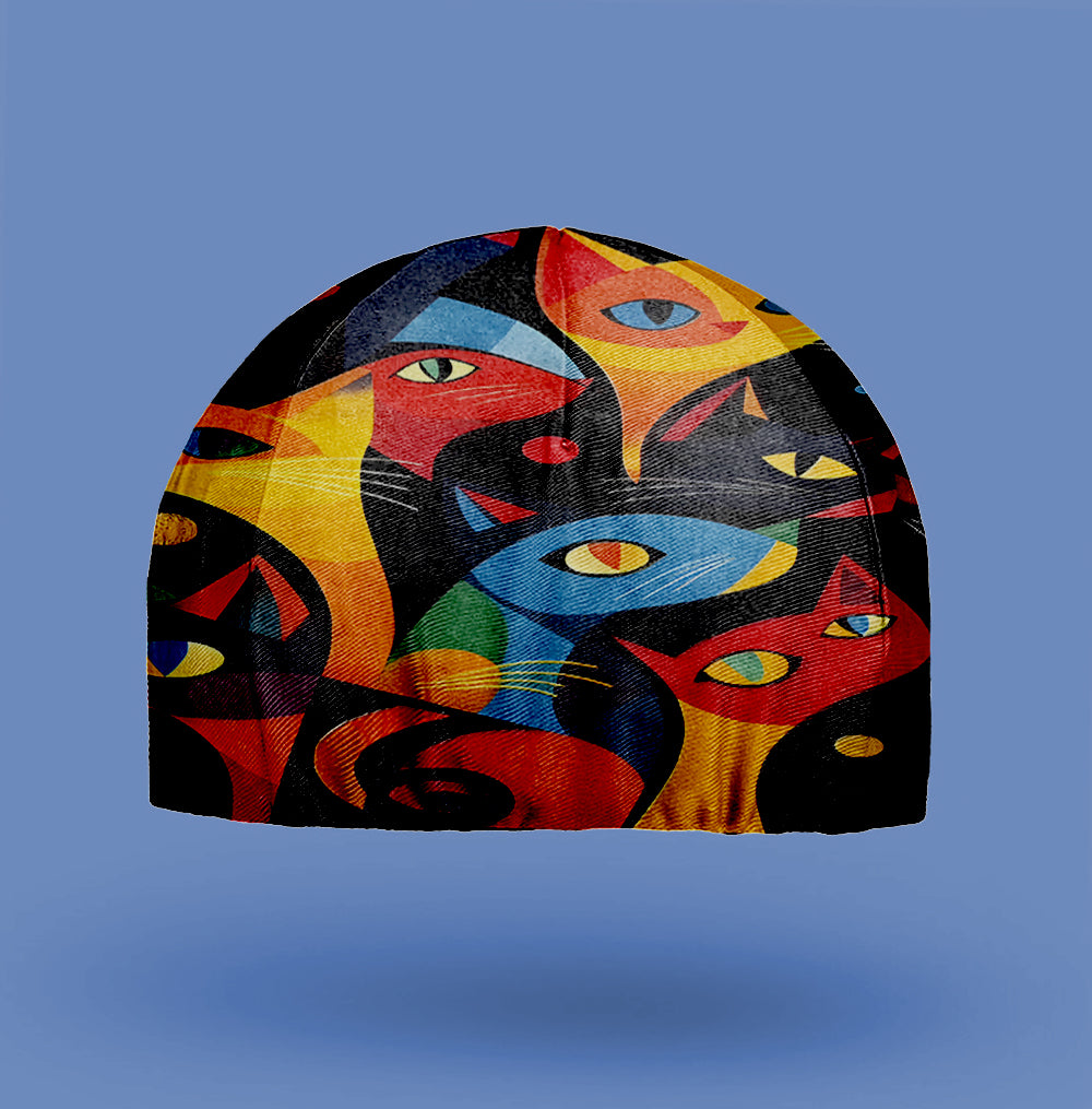Colorful Geometric Cat Cycling Cap