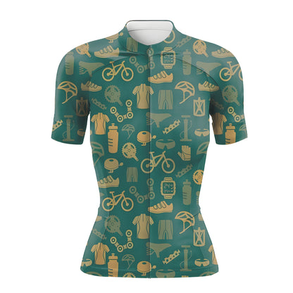 Bicycle Equipment Pattern Women's Short Sleeve Cycling Kit