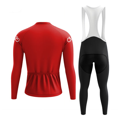 Bike Forever red Men's Long Sleeve Cycling Jersey