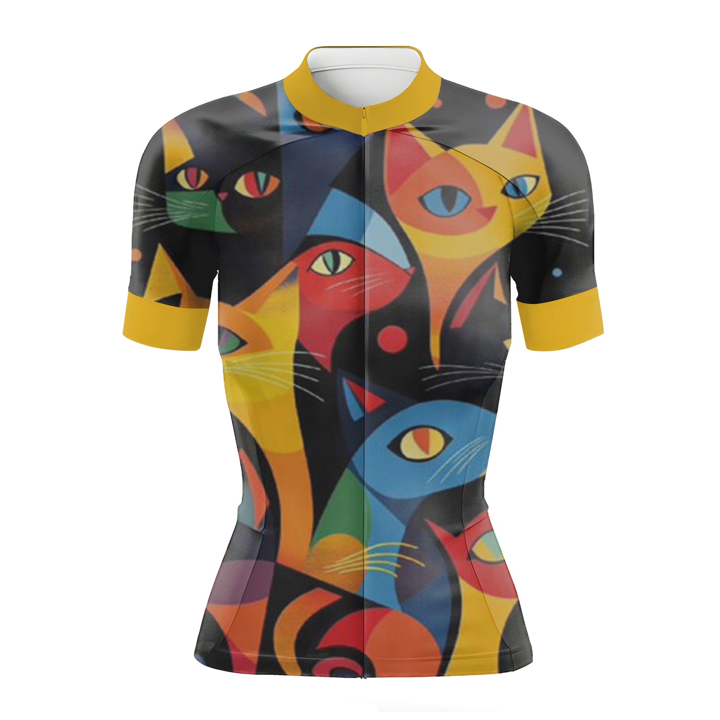 Colorful Geometric Cat Women's Short Sleeve Cycling Kit