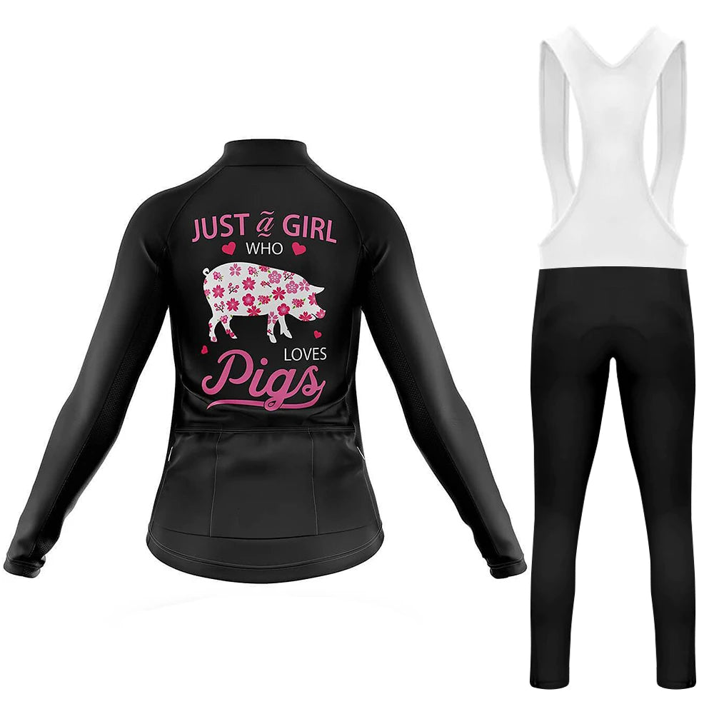 Just a Girl Who Loves Pigs Women's Long Sleeve Cycling Kit