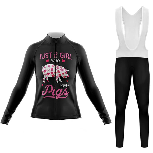 Maillot de cyclisme à manches longues pour femme Just a Girl Who Loves Pigs