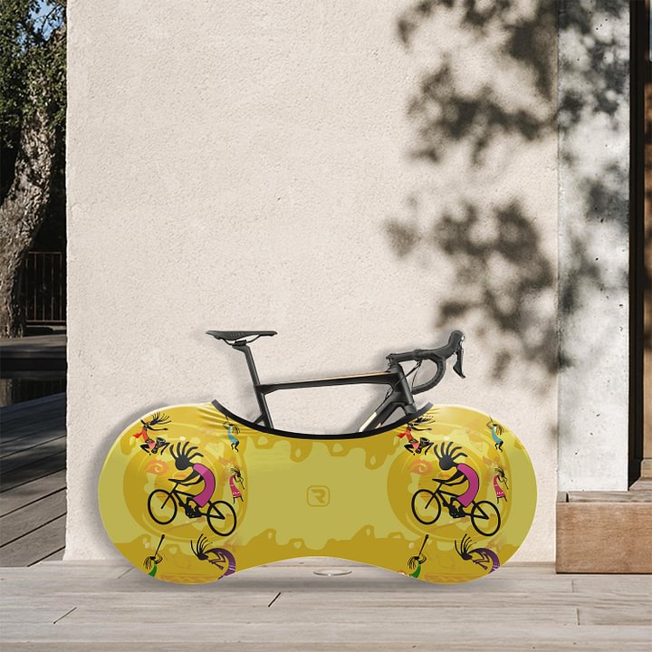 Yellow Kokopelli Bicycle Wheels Cover