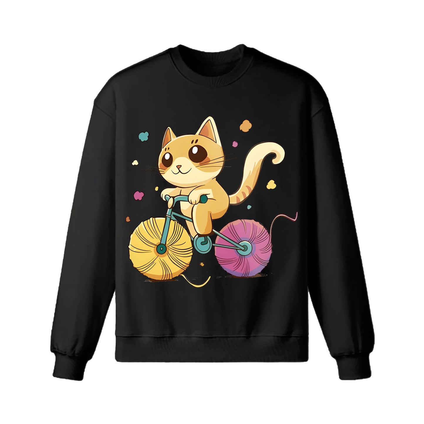A Cartoon Cat Riding A Bicycle Sweatshirt