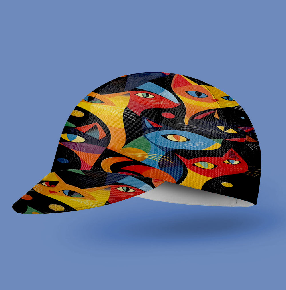 Colorful Geometric Cat Cycling Cap