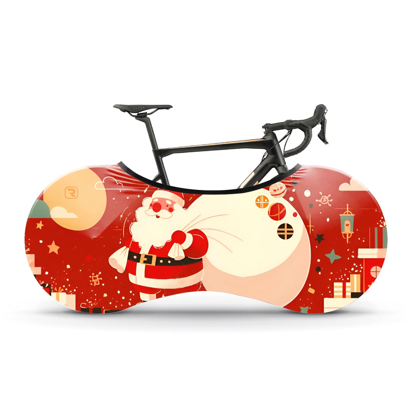 Santa Claus Delivering Gifts Under The Starry Sky Bicycle Wheels Cover