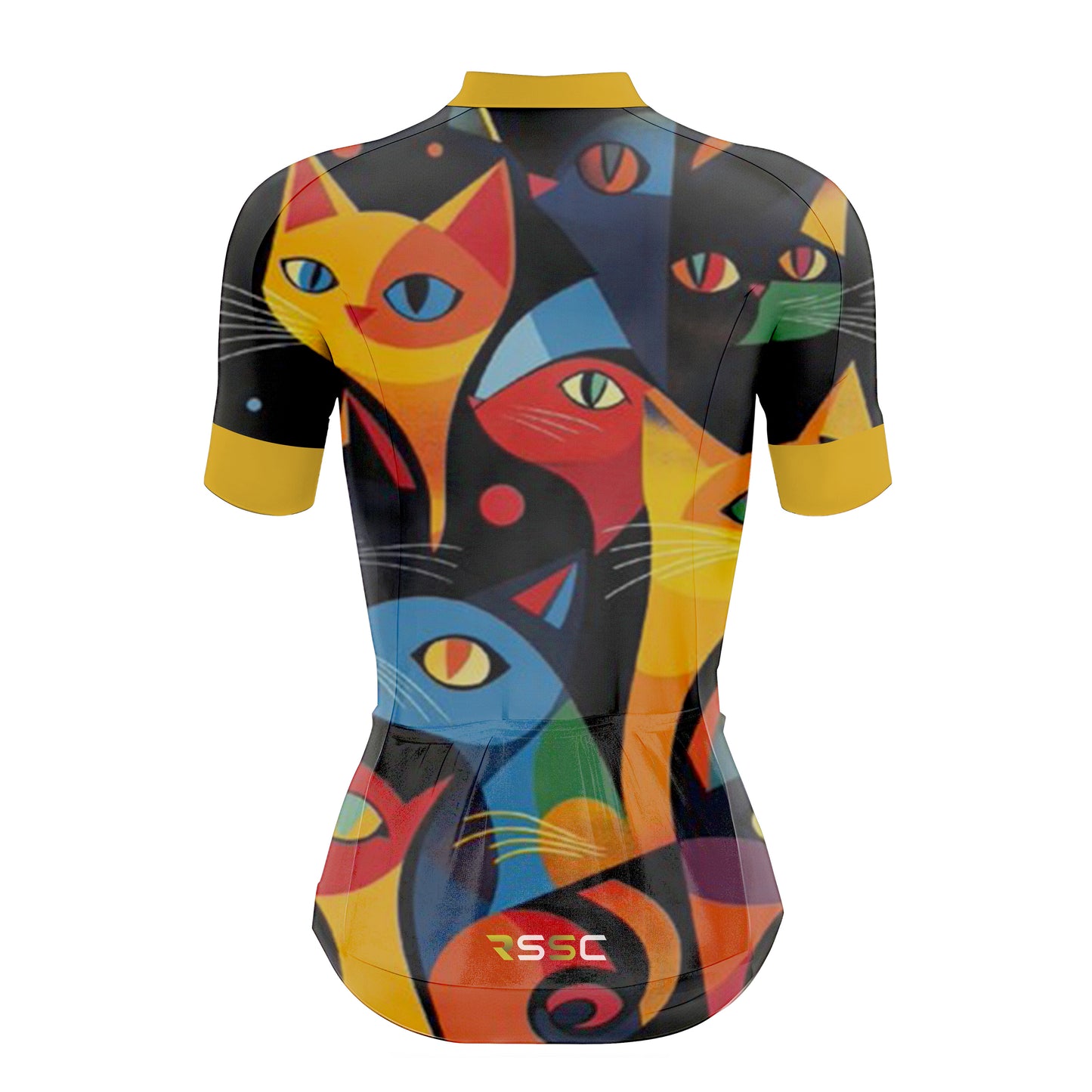 Colorful Geometric Cat Women's Short Sleeve Cycling Kit