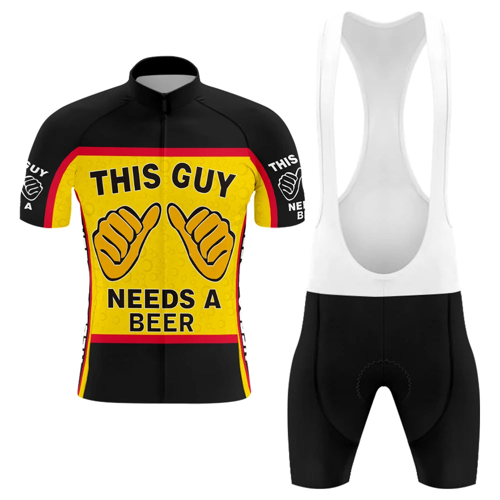 This Guy Needs A Beer Men's Short Sleeve Cycling Kit | Rsscsports