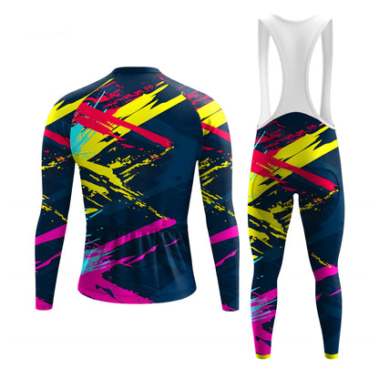 Colorful Abstract Movement Men's Long Sleeve Cycling Kit