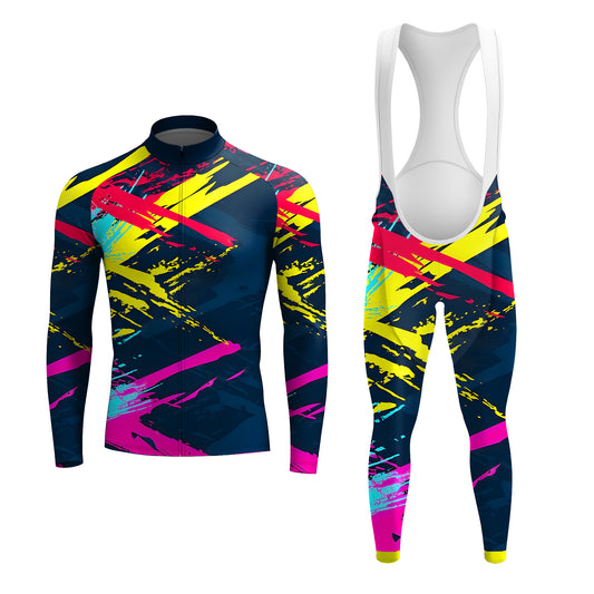Colorful Abstract Movement Men's Long Sleeve Cycling Kit