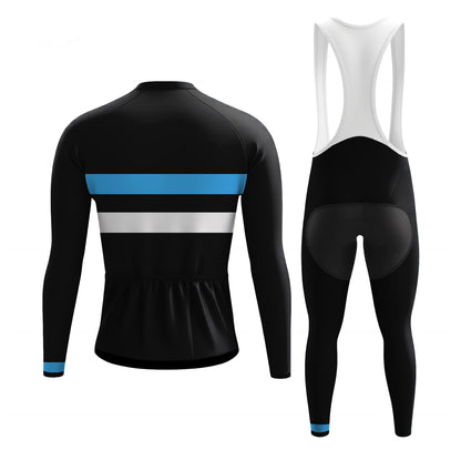 Blue White Lines Men's Long Sleeve Cycling Kit