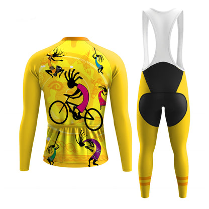 Yellow Kokopelli Men's Long Sleeve Cycling Kit