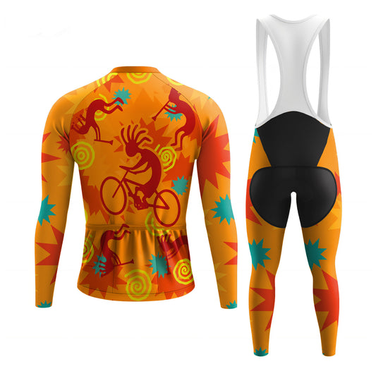 Orange Kokopelli Men's Long Sleeve Cycling Kit