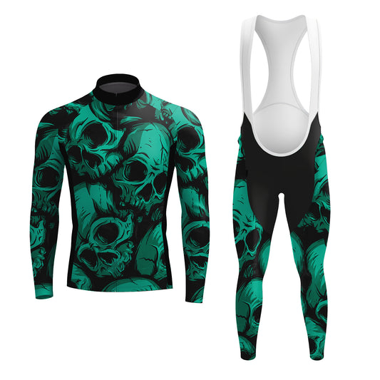 Green Skulls Men's Long Sleeve Cycling Kit