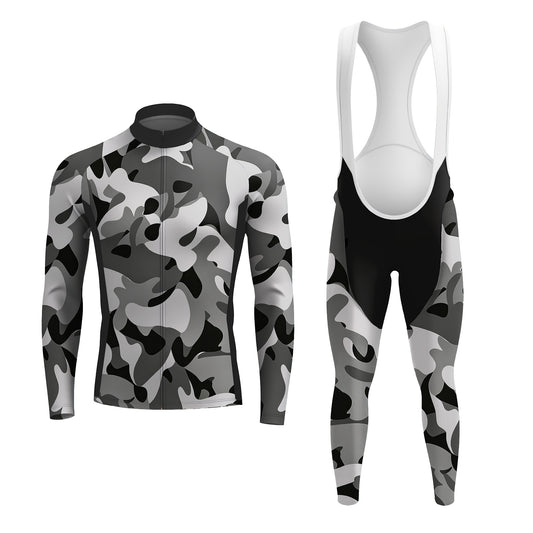 Gray Camo Men's Long Sleeve Cycling Kit