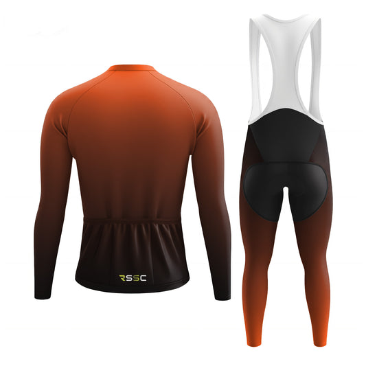 Orange Gradient Men's Long Sleeve Cycling Kit