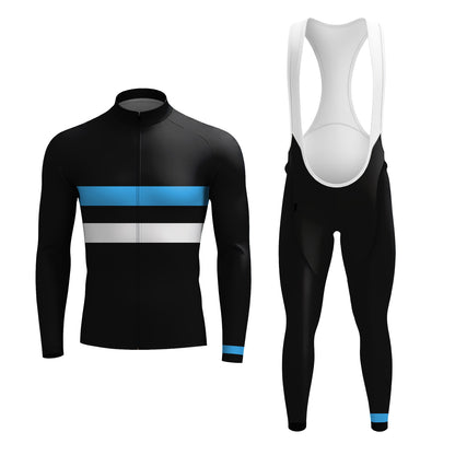 Blue White Lines Men's Long Sleeve Cycling Kit
