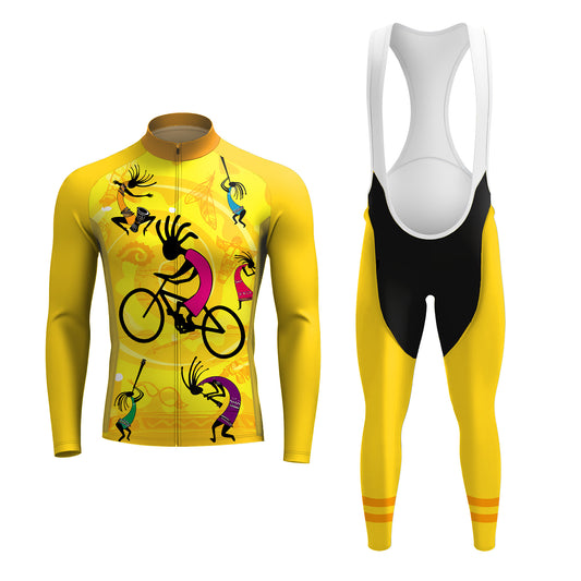 Yellow Kokopelli Men's Long Sleeve Cycling Kit