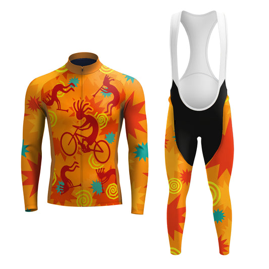 Orange Kokopelli Men's Long Sleeve Cycling Kit