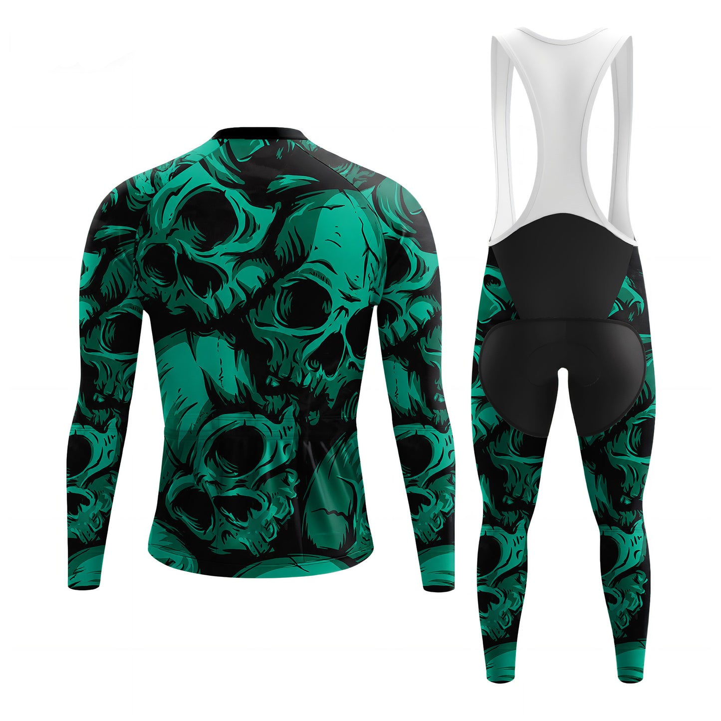 Green Skulls Men's Long Sleeve Cycling Kit