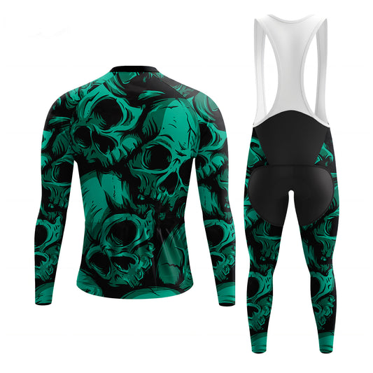 Green Skulls Men's Long Sleeve Cycling Kit