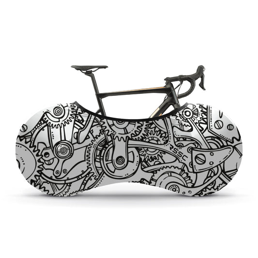 Black White Gears Bicycle Wheels Cover