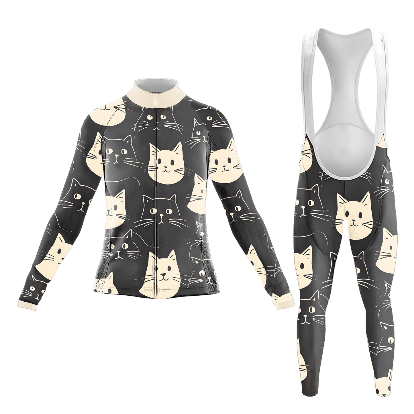 Happy Emoticon Cat Women's Long Sleeve Cycling Kit (Clearance Sale)