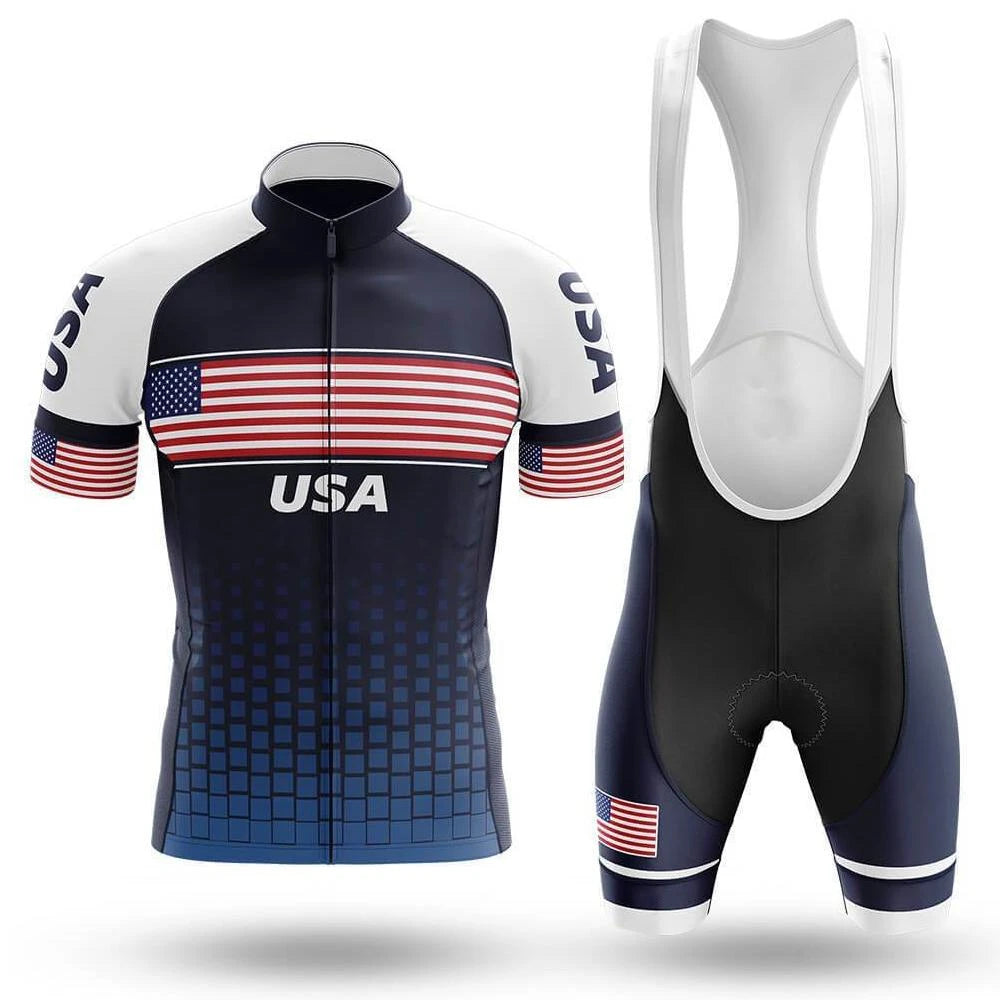Men's Short Sleeve Cycling Jersey Classic USA | RSSC Premium Cycling Kit with Moisture Wicking Fabric